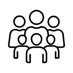 Vector art of a group of people in a simple line art style, representing community, teamwork, and social connection in design
