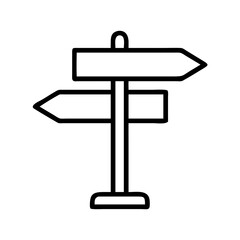 Vector art of directional signpost with two arrows pointing in opposite directions, simple and clean line art illustration