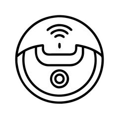 Vector art of robot vacuum cleaner line icon smart cleaning device with wireless connection for home automation and efficiency