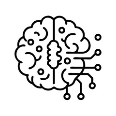 Vector art of artificial intelligence brain icon ai concept with neural network and circuit board machine learning and digital mind