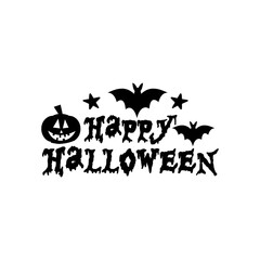 Happy Halloween typography clip art design on plain white transparent isolated background for card, shirt, hoodie, sweatshirt, apparel, card, tag, mug, icon, poster or badge
