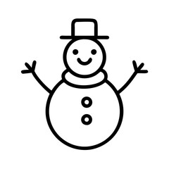 Vector art of smiling snowman with scarf a simple line drawing of a snowman with a hat and scarf in black and white