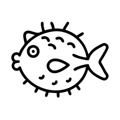 Illustration of a pufferfish, a fish known for its ability to inflate its body into a ball shape when threatened