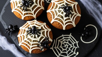 Close-Up Halloween Spiderweb Cupcakes