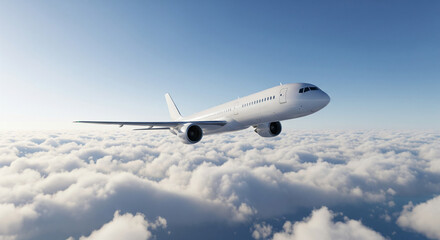 Obraz premium Futuristic Airplane Above the Clouds 