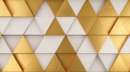Gold and white patterned wall with triangles. The gold and white pattern is very intricate and detailed