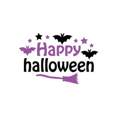 Happy Halloween typography clip art design on plain white transparent isolated background for card, shirt, hoodie, sweatshirt, apparel, card, tag, mug, icon, poster or badge