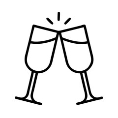 Vector art of two champagne glasses toasting with sparkle celebration, anniversary, or special occasion with sparkling wine