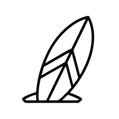 Vector art of surfboard on stand icon, a simple design ideal for coastal themes, beach promotions, and summer vacation visuals
