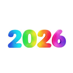 Colorful gradient numbers 2026 isolated on transparent background