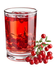 Refreshing cranberry juice with fresh berries in a glass.