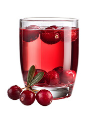 Refreshing cranberry juice with fresh cranberries in a glass.
