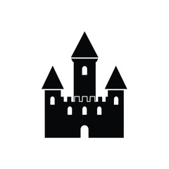 Fototapeta premium Solid black castle icon symbol for fantasy and history - icon vector illustration - Logo vector icon symbol stock illustration