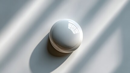 Smooth round pebble placed in a bright minimalist room, lit by natural sunlight streaming through a window. The tranquil composition evokes calm, balance, and serenity &mdash; perfect for concepts of mindfu