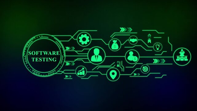 Software Testing Network Infographic with Icons digital . Business, technology, internet and networking concept.