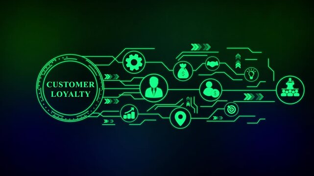 Customer Loyalty Business Strategy Infographic marketing . Business, technology, internet and networking concept.