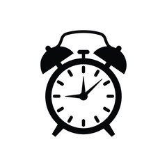 Simple black alarm clock icon for time management and waking up -  icon vector illustration - Logo vector icon symbol stock illustration
