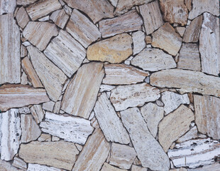 wall made of pieces of natural stone.