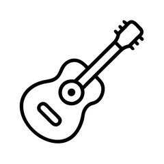 Vector art of acoustic guitar icon is a stringed musical instrument that produces sound through vibrating strings and a hollow body