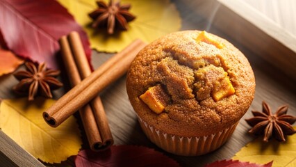 Pumpkin Muffin with Pumpkin Chunks, Cinnamon, and Star Anise