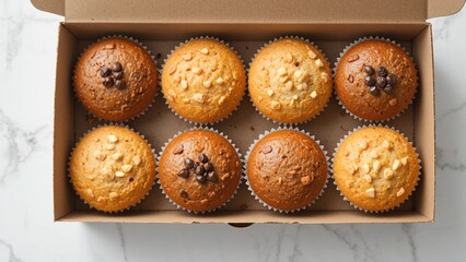 Box of Assorted Chocolate Chip and Nut Muffins