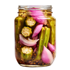 Tangy okra and onions preserved beautifully.png