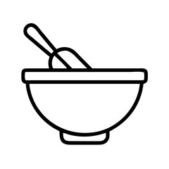 Vector art of bowl with spoon a kitchen utensil for mixing, serving, and preparing food, representing cooking and culinary arts