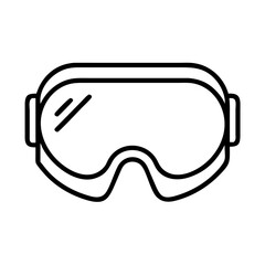 Vector art of snowboard goggles icon winter sport equipment, eye protection for skiing and snowboarding vector line art illustration