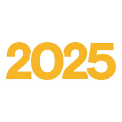 Bold orange number 2025 isolated on transparent background