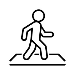 Vector art of person walking on a crosswalk, crossing the street safely a simple line drawing of a stick figure on a road