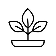 Vector art of minimalist vector illustration of a plant in a pot, symbolizes growth, nature, and sustainability with clean lines