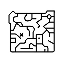 Vector art of elaborate vector illustration of a complex map, featuring intricate pathways and landmarks for strategic planning and gaming
