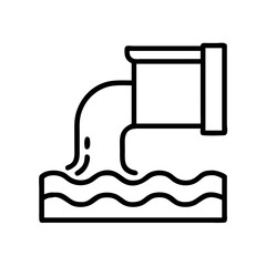 Vector art of drainage pipe icon wastewater discharge and sewage system symbol of water pollution and environmental issue