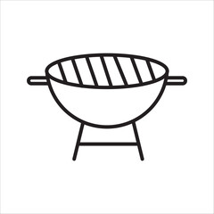 barbecue Grill, linear icon. Outdoor barbecue, cooking or picnic symbol