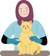 veterinarian inject vaccine to cat