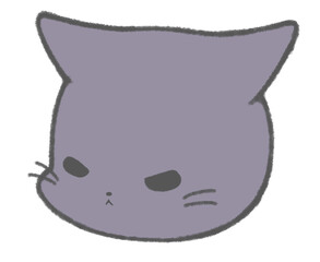 Angry black cat character icon