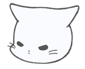 Angry cute white cat character icon