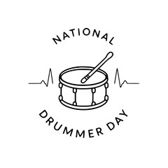 Heartbeat Drum Line Art Vector Illustration