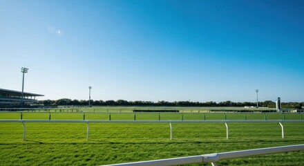 Empty racetrack under a clear blue sky