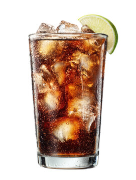 Refreshing Cola with Ice and Lime