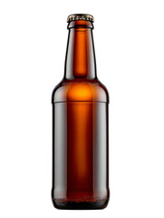 Amber beer bottle isolated on a black background