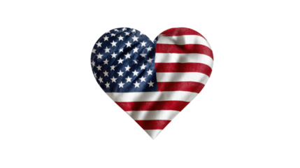 American flag heart on white background