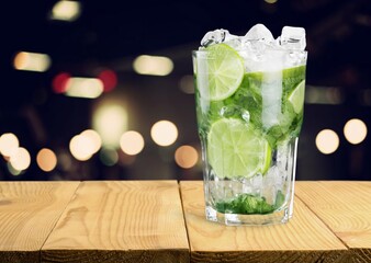 Tasty alcohol cocktail drink on bar counter