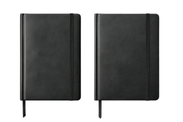 Two black leather-bound notebooks