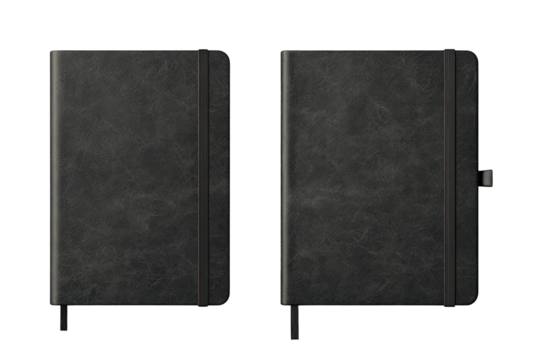 Two dark gray leather-bound notebooks (1)