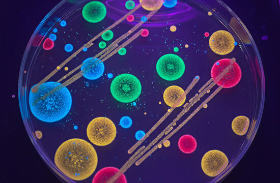 Close-up of gloved hands holding microchip with bio-circuit technology.