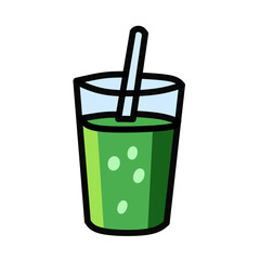 Green Juice Drink Vector Icon in Flat Colorful Healthy Lifestyle Style