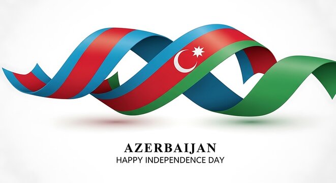 Azerbaijan Independence Day: Waving Ribbon Flag Design, Patriotic Celebration. - Powered by Adobe