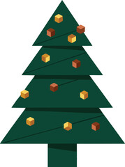 Obraz premium Stylized Christmas tree with cube ornaments on a white background