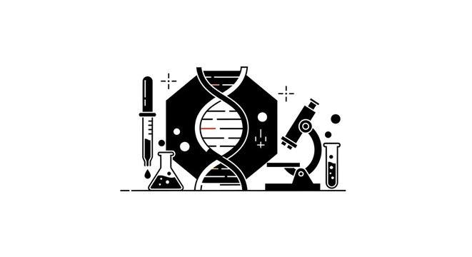 Dna strand scientific equipment study illustration